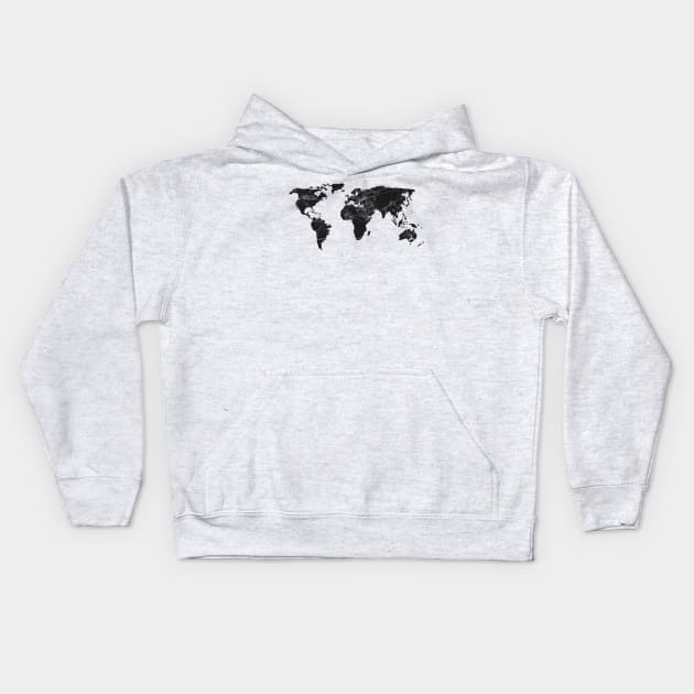 World Map Black Kids Hoodie by lolosenese